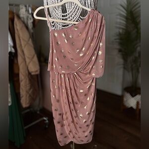 Dusty Pink Gold Metallic Dot Dress | Cocktail Party Glam | holiday party dress